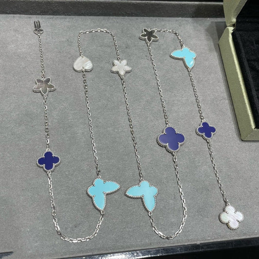 [kincade]LUCKY CLOVER SILVER 11 MOTIF NECKLACE