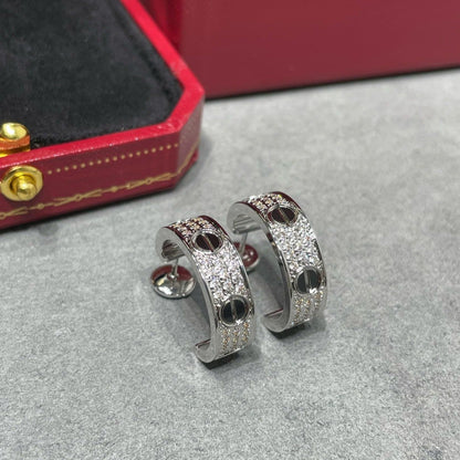 [kincade]LOVE CERAMIC DIAMOND PAVED SILVER EARRINGS