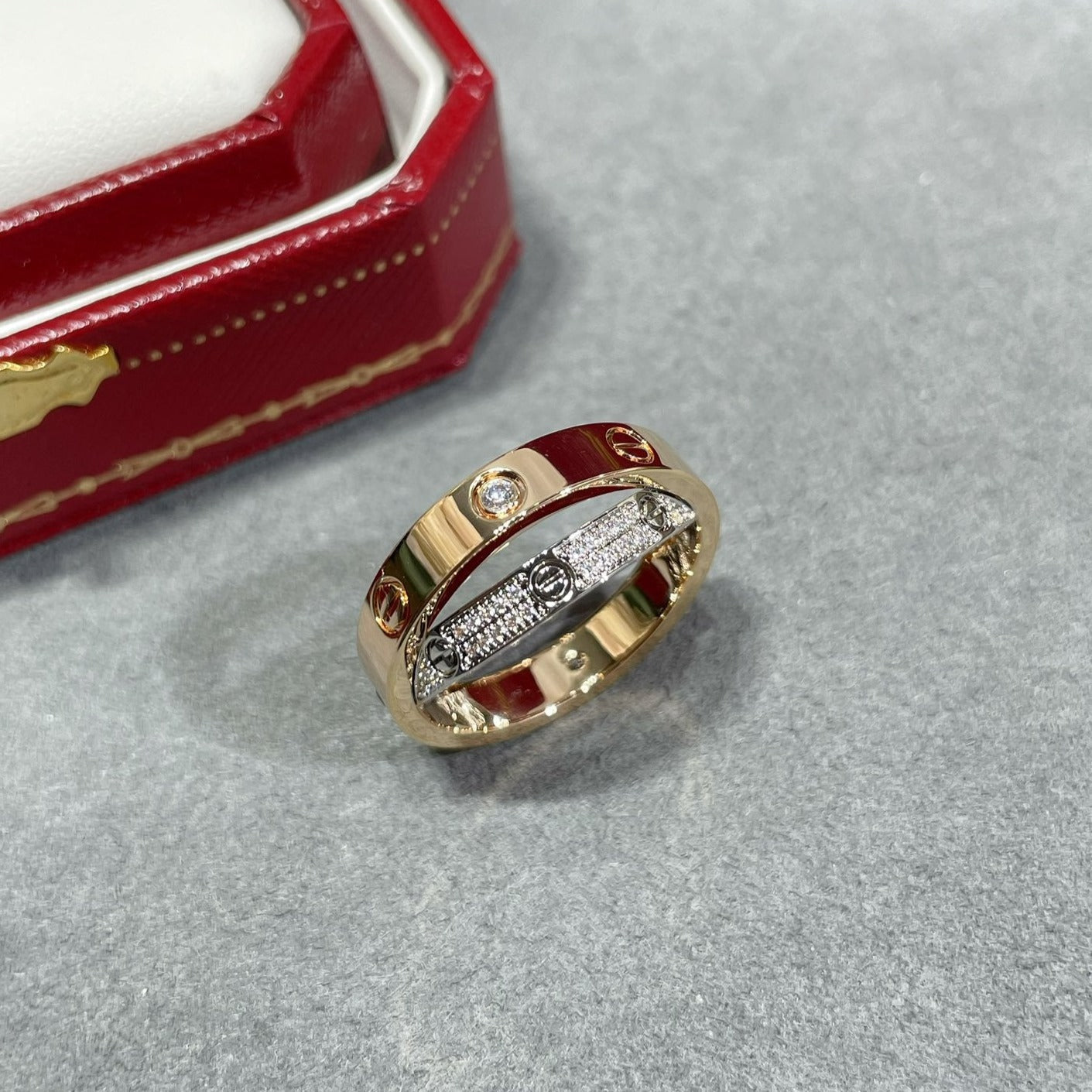 [kincade] LIEBE ROSA GOLD SILBER DIAMANT DOPPELRING