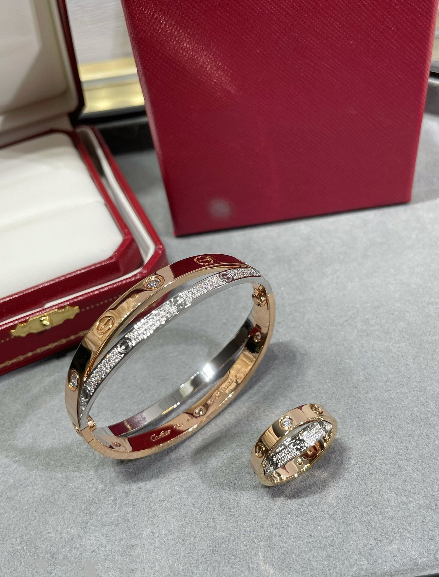 [kincade] LIEBE ROSA GOLD SILBER DIAMANT DOPPELRING