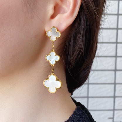 [kincade]CLOVER MOP 3 MOTIFS GOLD EARRINGS