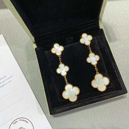 [kincade]CLOVER MOP 3 MOTIFS GOLD EARRINGS