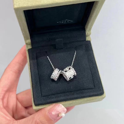 [kincade]PERLEE DOUBLE PENDANT SILVER DIAMOND NECKLACE