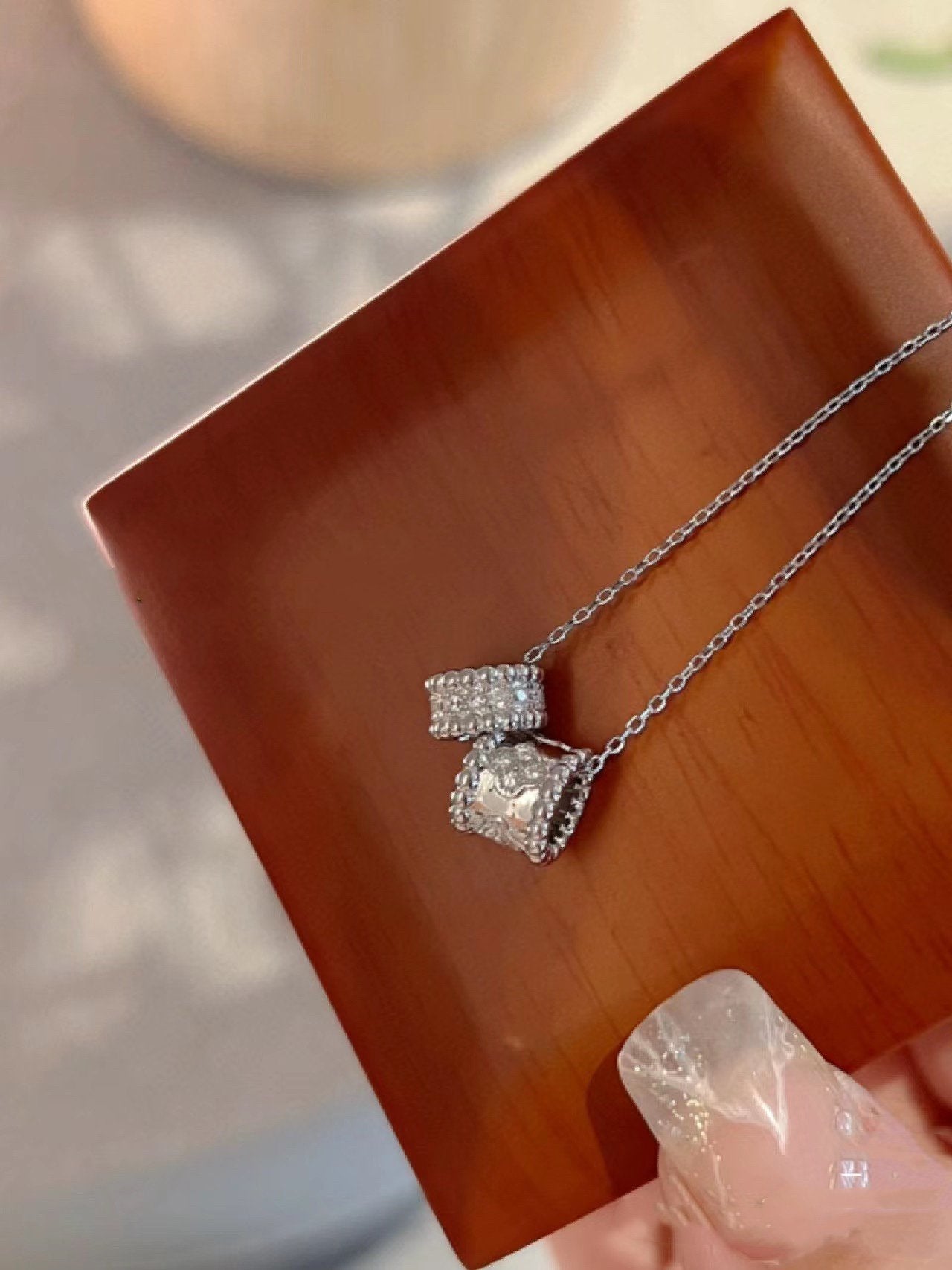 [kincade]PERLEE DOUBLE PENDANT SILVER DIAMOND NECKLACE