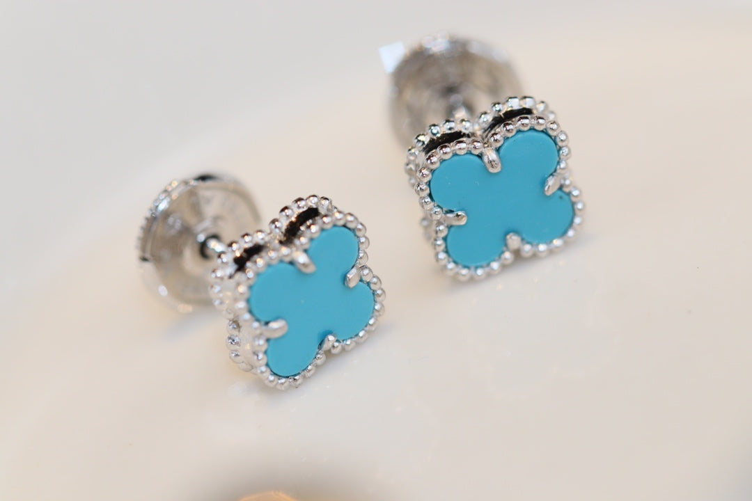 [kincade]CLOVER MINI TURQUOISE SILVER STUD EARRINGS