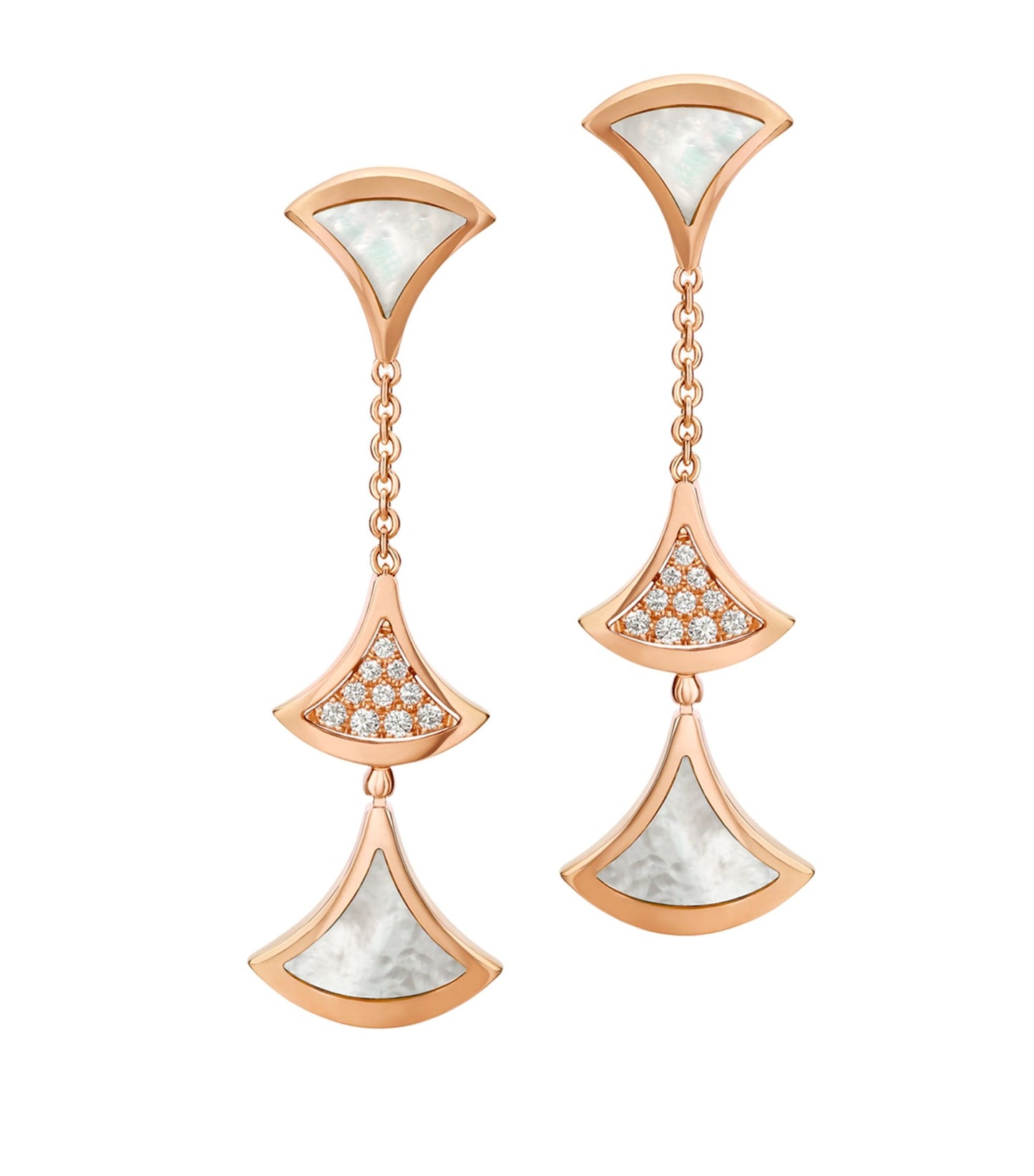 [kincade]DREAM EARRINGS 3 MOTIFS DIAMOND MOP PINK GOLD