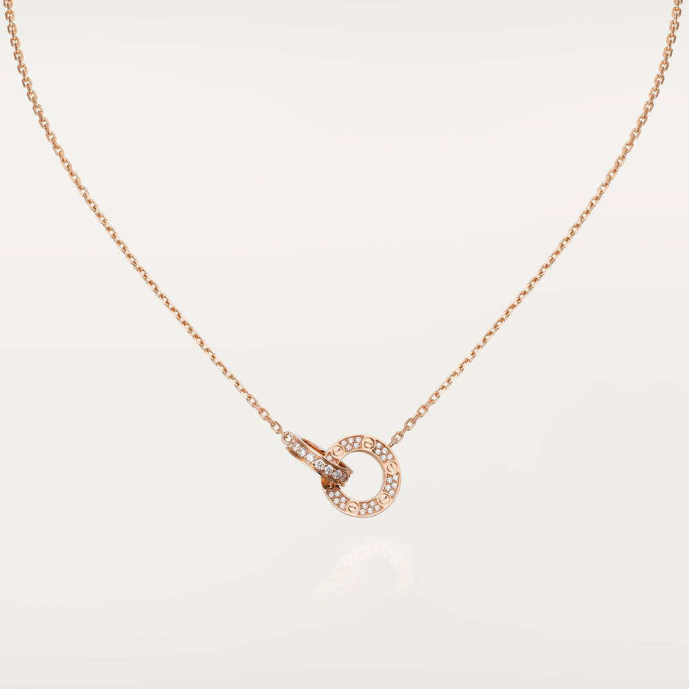 [kincade]LOVE 7.6MM NECKLACE ROSE GOLD AND SILVER  FULL DIAMOND