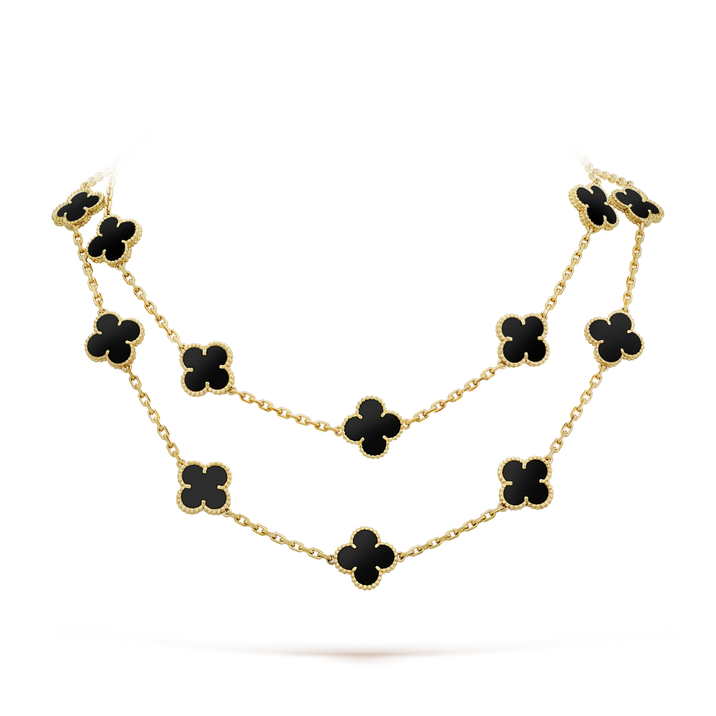 [kincade]CLOVER 20 MOTIFS ONYX NECKLACE