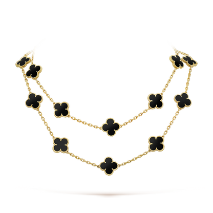 [kincade]CLOVER 20 MOTIFS ONYX NECKLACE