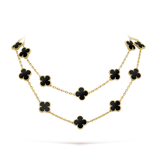 [kincade]CLOVER 20 MOTIFS ONYX NECKLACE