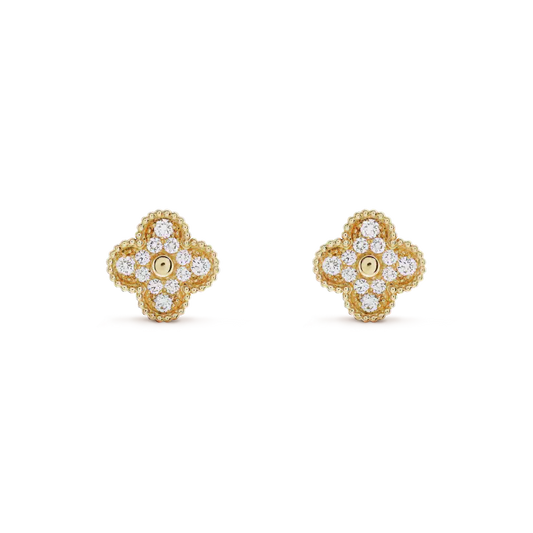 [kincade]CLOVER MEDIUM 1 MOTIFS FUll DIAMOND EARRINGS