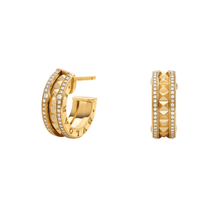 [kincade]ZERO 1 ROCK GOLD EARRINGS WITH STUDDED SPIRAL AND PAVED DIAMONDS