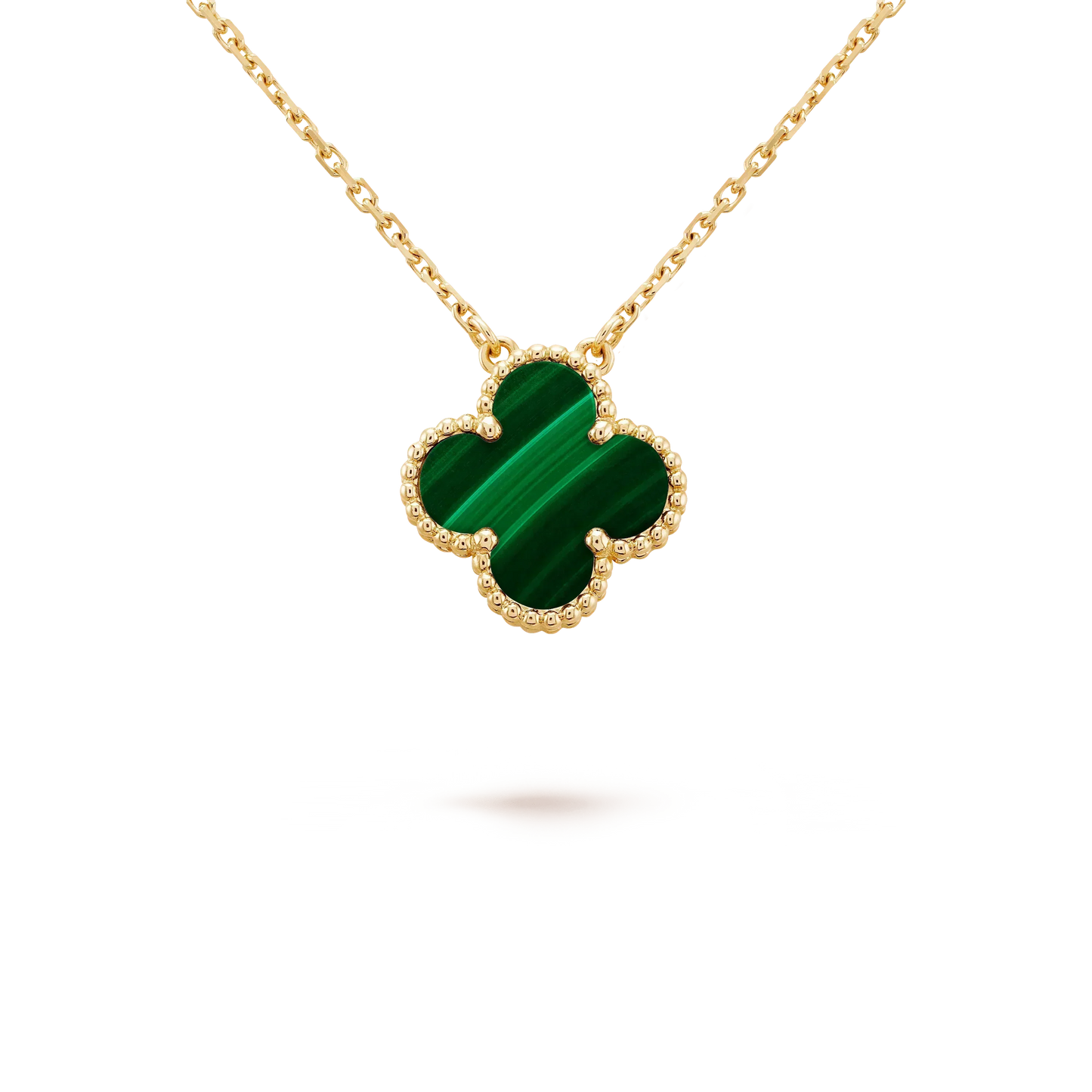 [kincade]CLOVER 15MM MALACHITE SINGLE FLOWER  NECKLACE