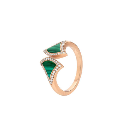 [kincade]DREAM MALACHITE DIAMOND OPEN RING