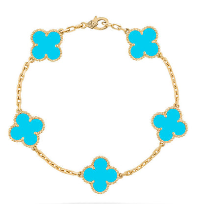 [kincade]CLOVER 5 MOTIFS TURQUOISE BRACELET