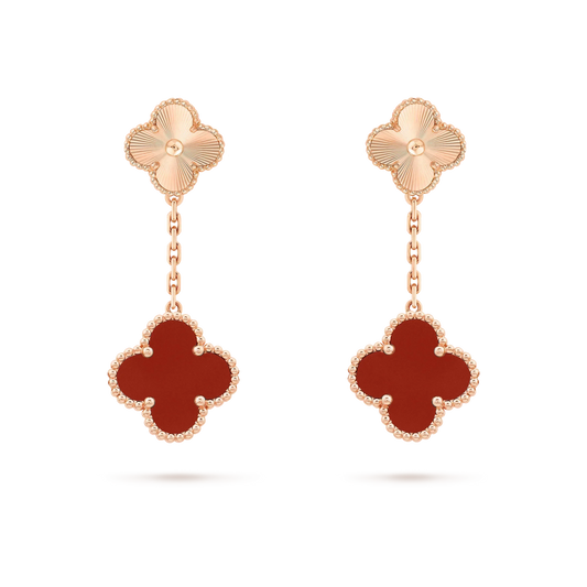 [kincade]CLOVER 2 MOTIF  LASER CARNELIAN EARRINGS