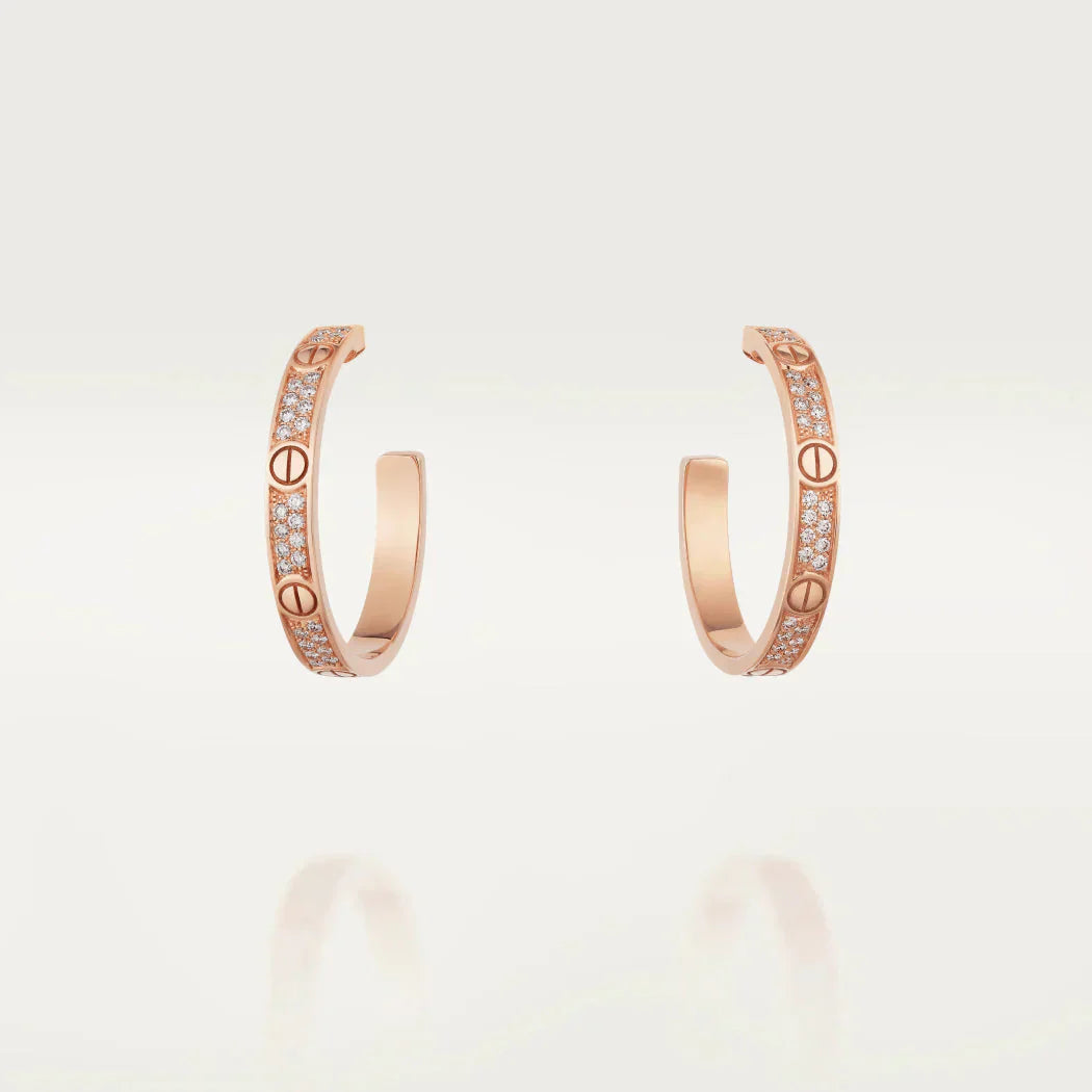 [kincade]LOVE DIAMOND PINK GOLD HOOP EARRINGS