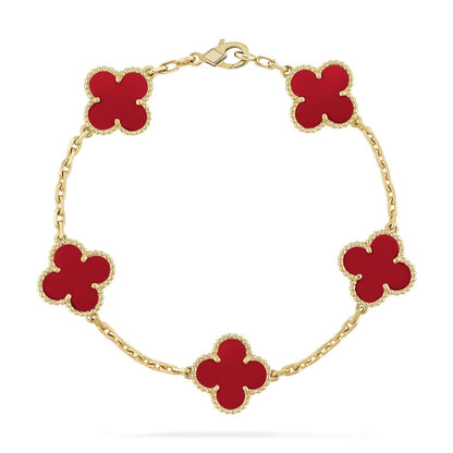 [kincade]CLOVER 5 MOTIFS RED AGATE  BRACELET