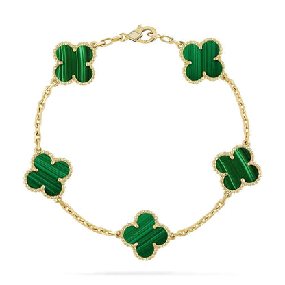 [kincade]CLOVER 5 MOTIFS MALACHITE BRACELET