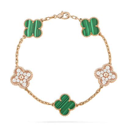 [kincade]CLOVER  5 MOTIF MALACHITE DIAMOND BRACELET