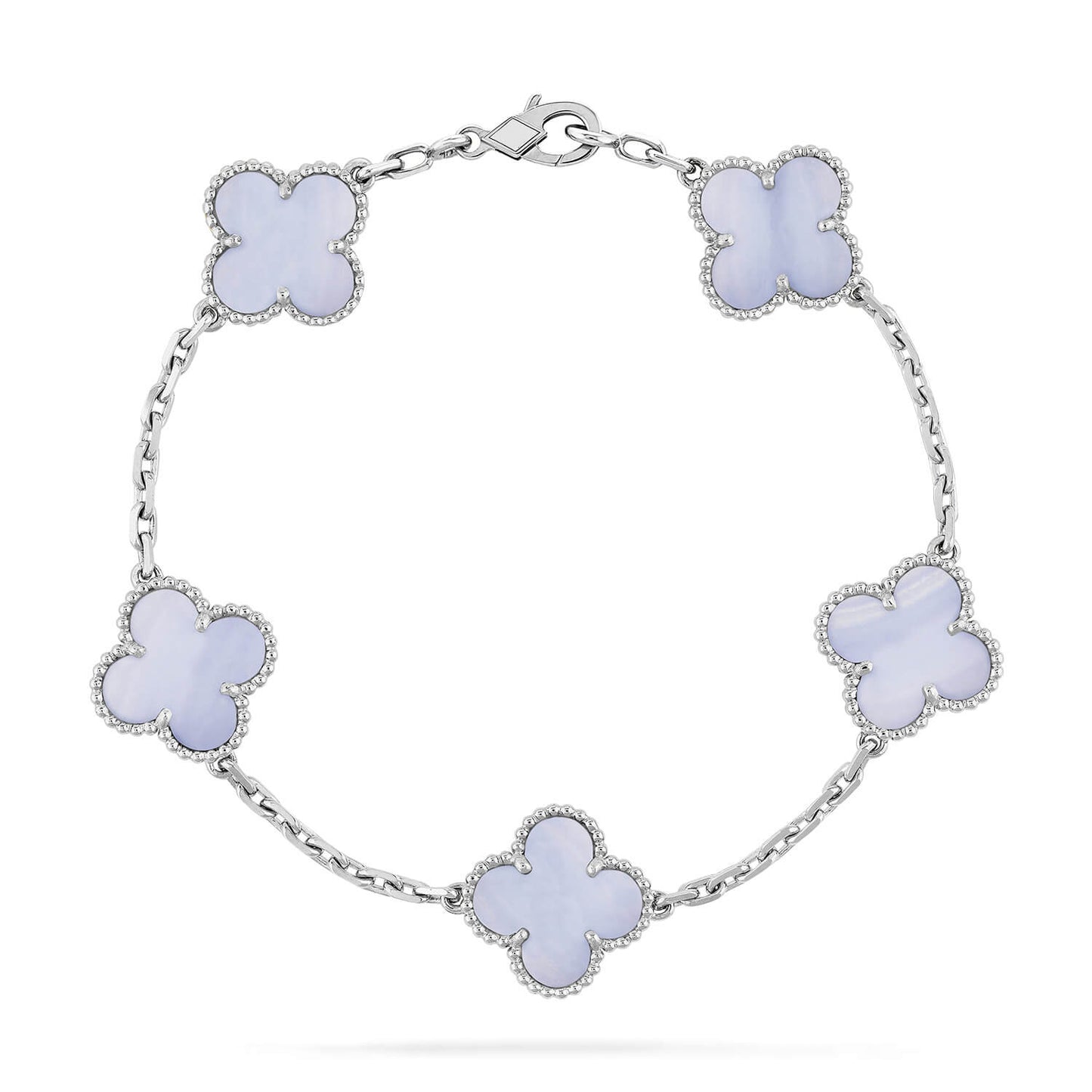 [kincade]CLOVER  5 MOTIF PURPLE CHALCEDONY BRACELET SILVER