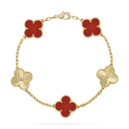 [kincade]CLOVER  5 MOTIFS CARNELIAN GOLD BRACELET