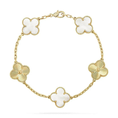 [kincade]CLOVER BRACELET 5 MOTIF WHITE MOP PINK GOLD