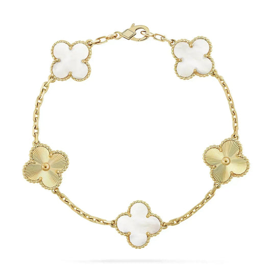 [kincade]CLOVER ARMBAND 5 MOTIV WEISS MOP ROSA GOLD