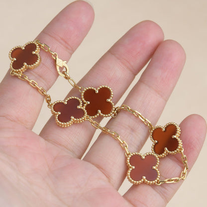 [kincade]CLOVER 5 MOTIFS RED AGATE  BRACELET