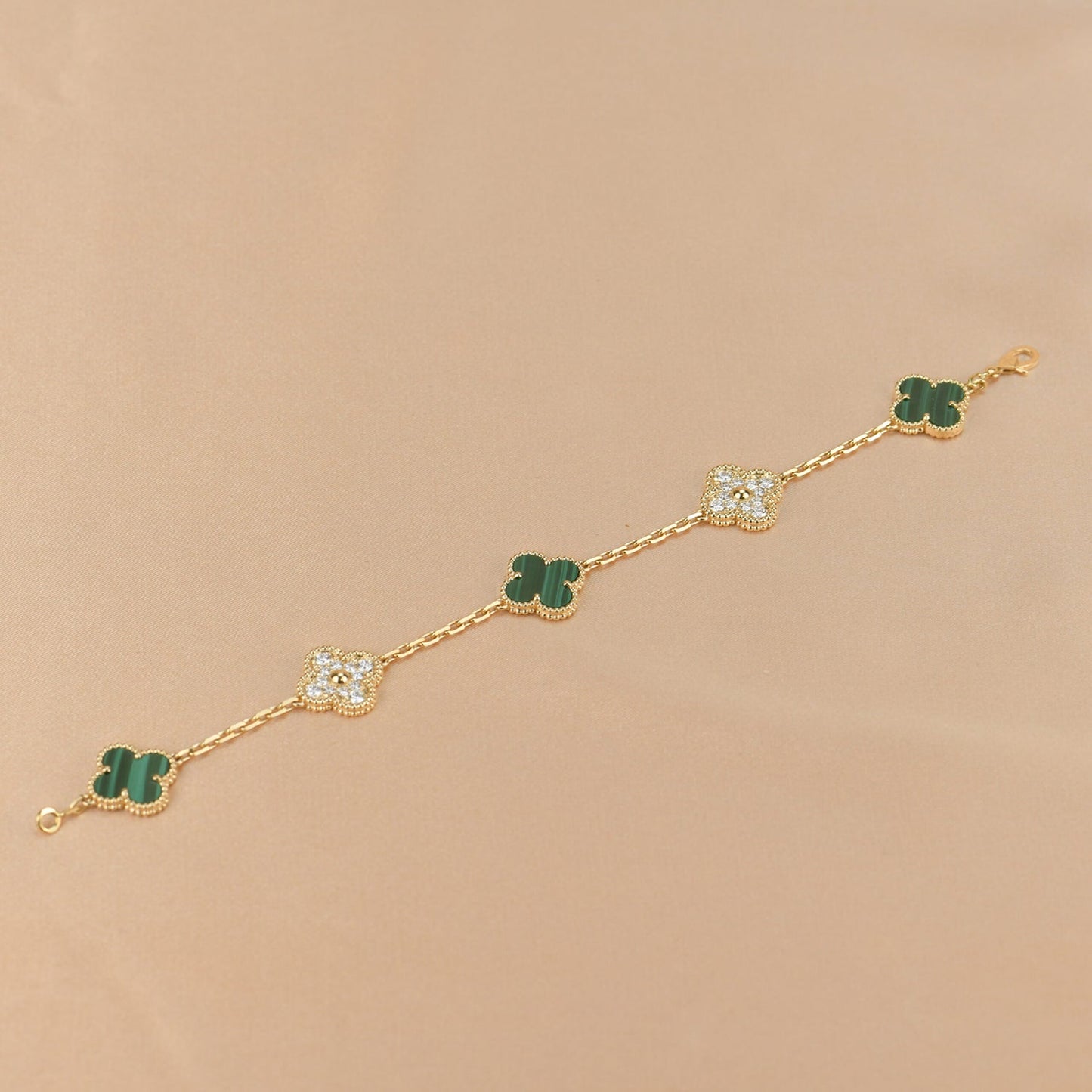 [kincade]CLOVER  5 MOTIF MALACHITE DIAMOND BRACELET