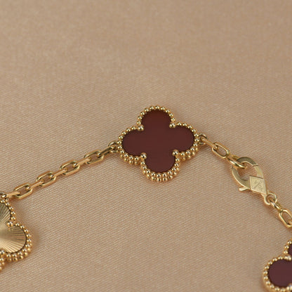 [kincade]CLOVER  5 MOTIFS CARNELIAN GOLD BRACELET