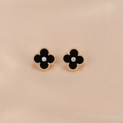 [kincade]CLOVER MEDIUM 1 MOTIFS ONYX DIAMOND OHRRINGE