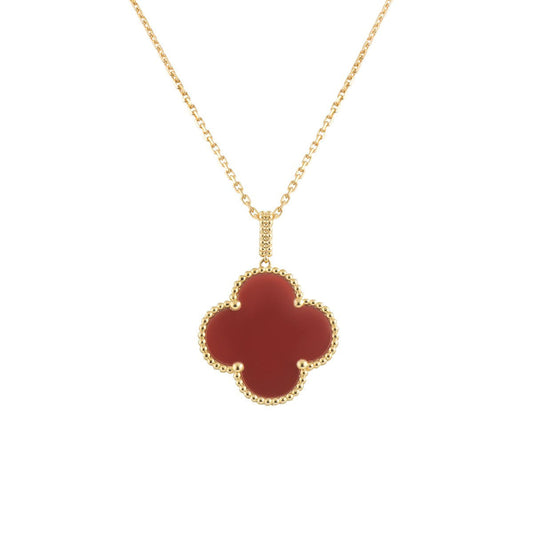 [kincade]CLOVER 25MM NECKLACE GOLD CARNELIAN