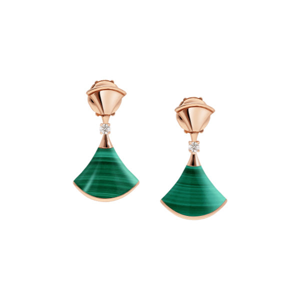 [kincade]DREAM MALACHITE PINK GOLD EARRINGS