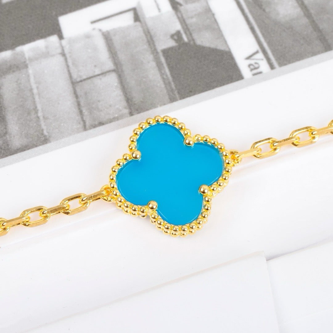 [kincade]CLOVER 5 MOTIFS TURQUOISE BRACELET