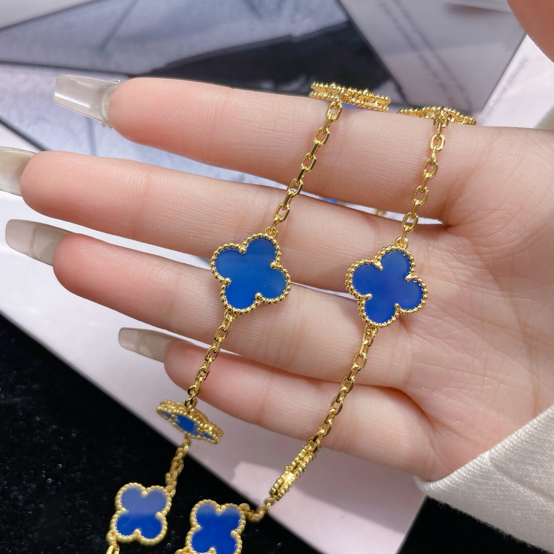 [kincade]CLOVER 10 MOTIFS BLUE AGATE NECKLACE