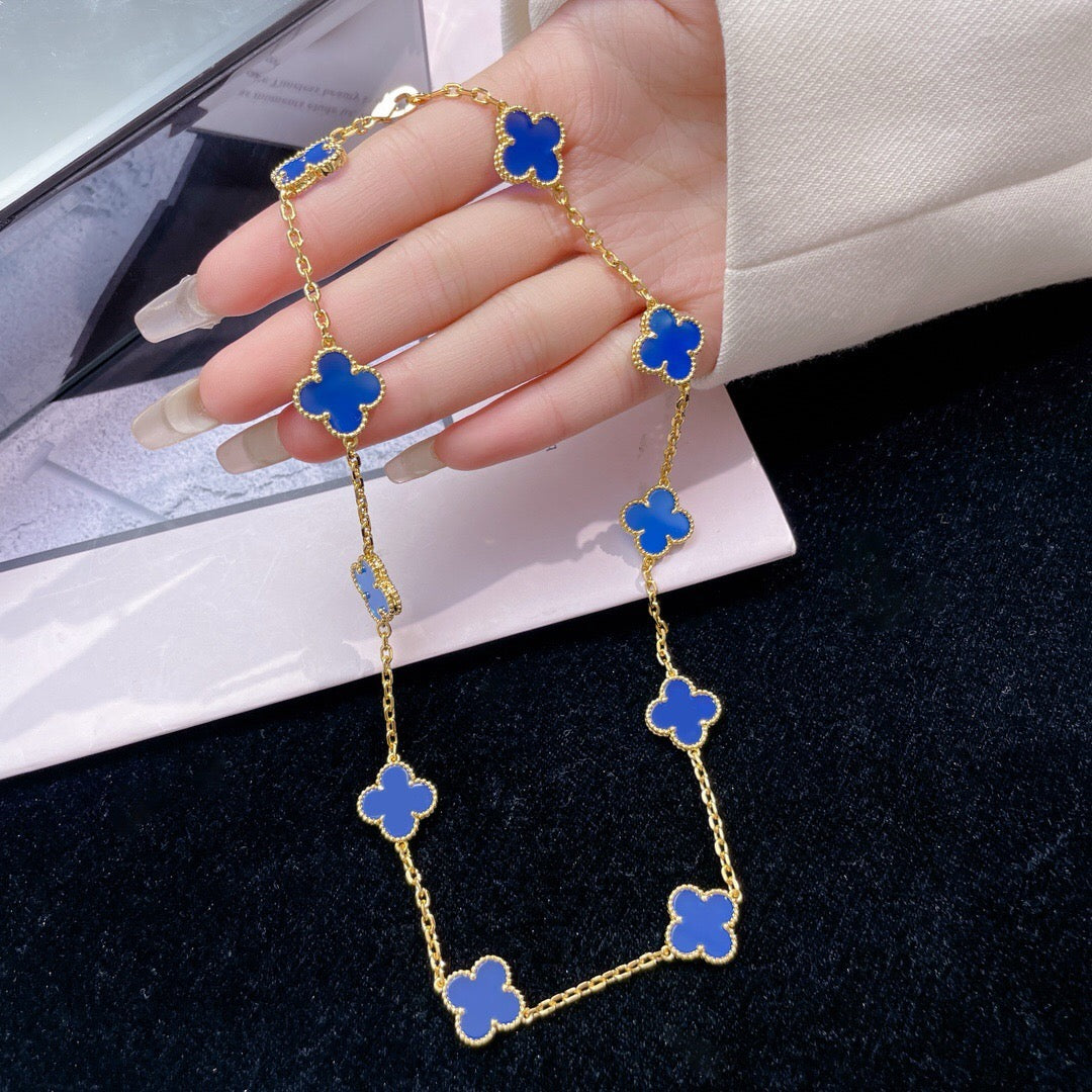 [kincade]CLOVER 10 MOTIFS BLUE AGATE NECKLACE