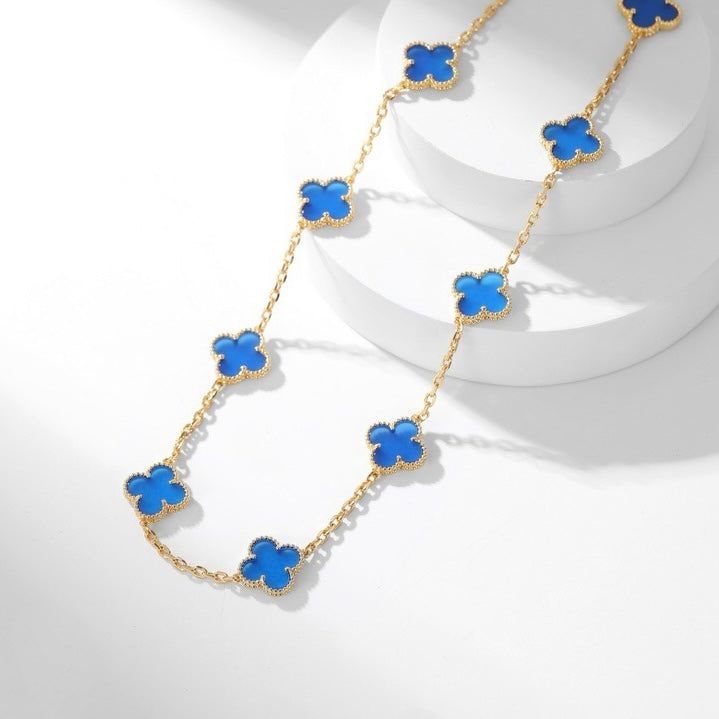 [kincade]CLOVER 10 MOTIFS BLUE AGATE NECKLACE