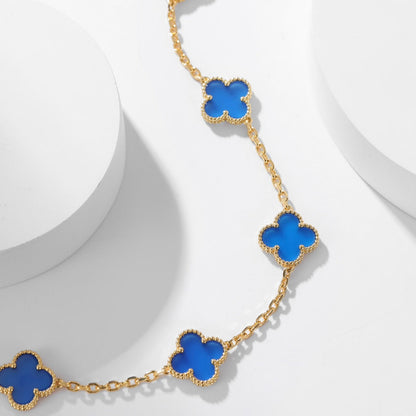 [kincade]CLOVER 10 MOTIFS BLUE AGATE NECKLACE