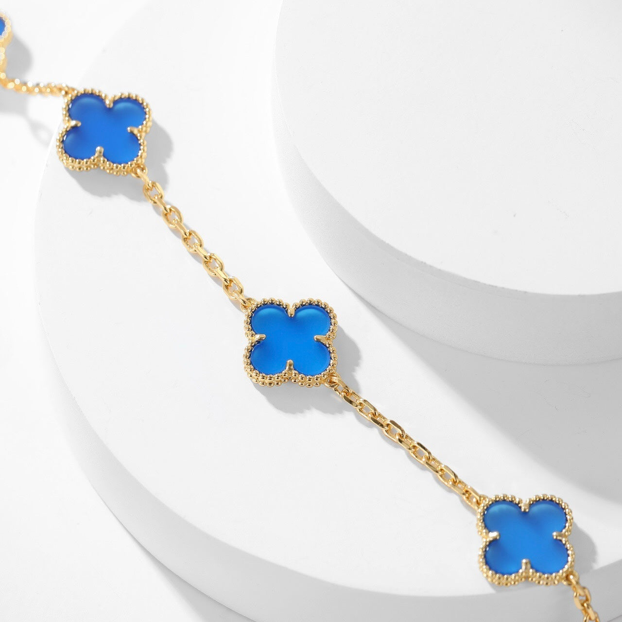 [kincade]CLOVER 10 MOTIFS BLUE AGATE NECKLACE