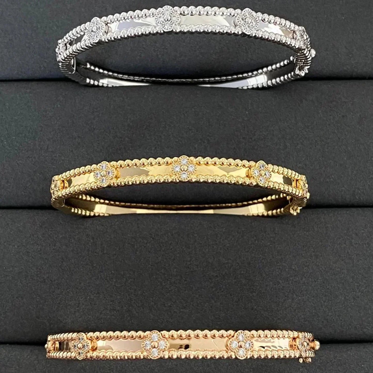 [kincade]CLOVER ARMBAND 4MM DIAMANTEN