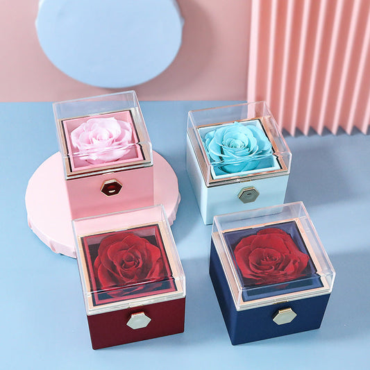 KREATIVE, DREHBARE, KONSERVIERTE SCHMUCK-GESCHENKBOX MIT ROSE (O-LOGO)