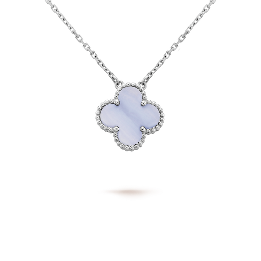 [kincade]CLOVER 15MM BLUE CHALCEDONY NECKLACE SILVER