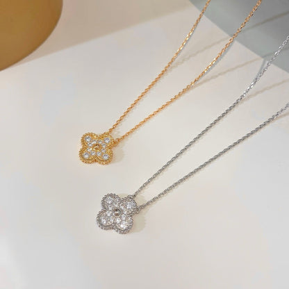 [kincade]CLOVER 15MM DIAMOND SINGLE FLOWER NECKLACE