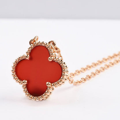 [kincade]CLOVER 15MM CARNELIAN SINGLE FLOWER NECKLACE