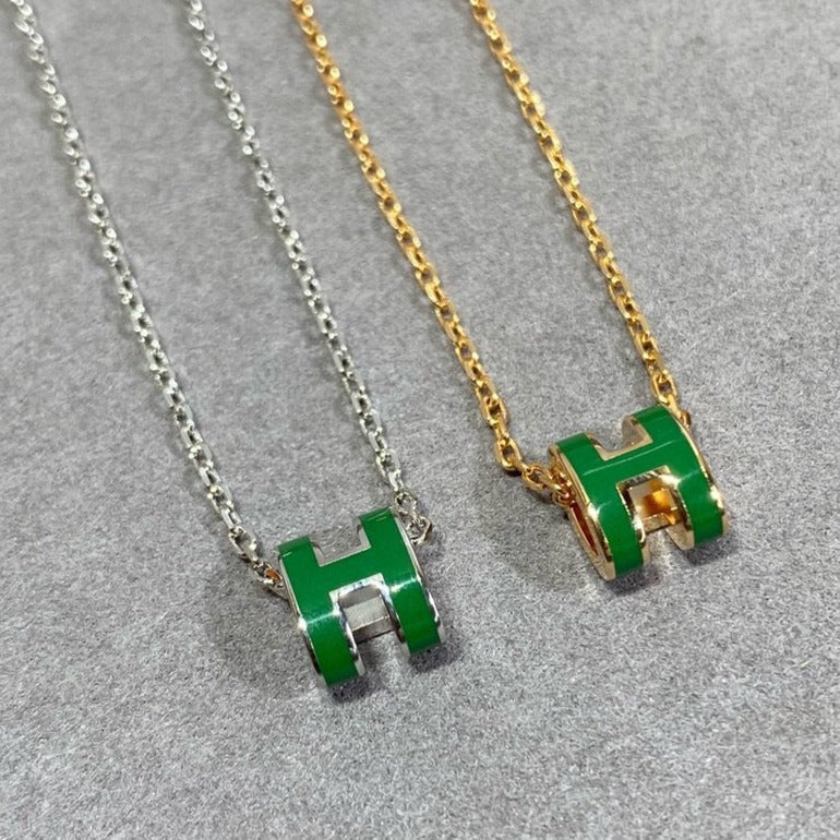 [kincade]POP H GREEN NECKLACE SILVER AND GOLD