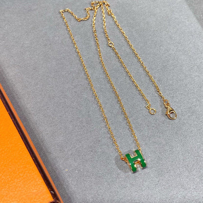 [kincade]POP H GREEN NECKLACE SILVER AND GOLD