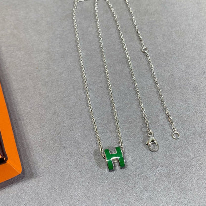 [kincade]POP H GREEN NECKLACE SILVER AND GOLD