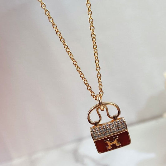 [kincade]CONSTANCE RED PEDANT PINK GOLD NECKLACE