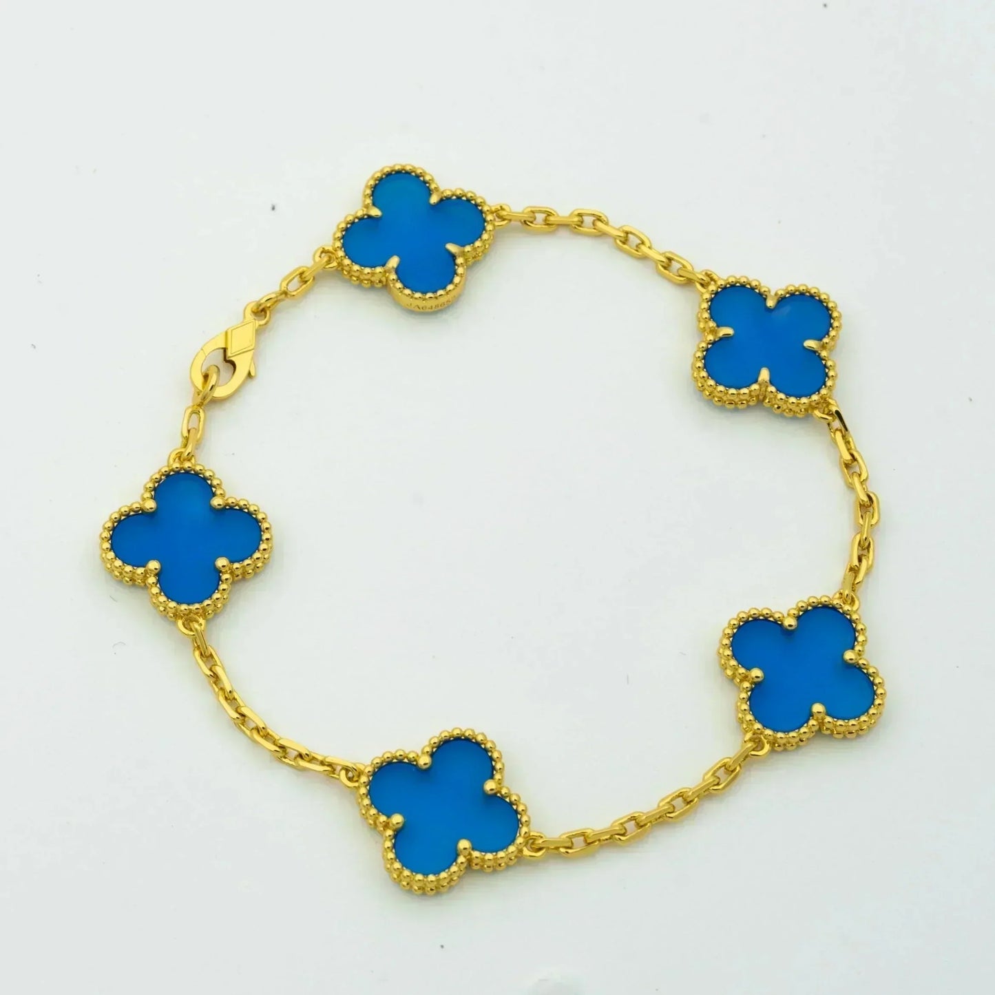 [kincade]CLOVER 5 MOTIFS BLUE AGATE BRACELET